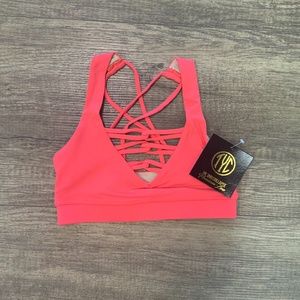 Premium String Sports Bra- Bright Pink